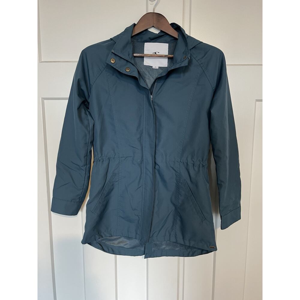 O'Neill Women's Jacket Small Teal Zippered wih Hood, Lightweight, Spring